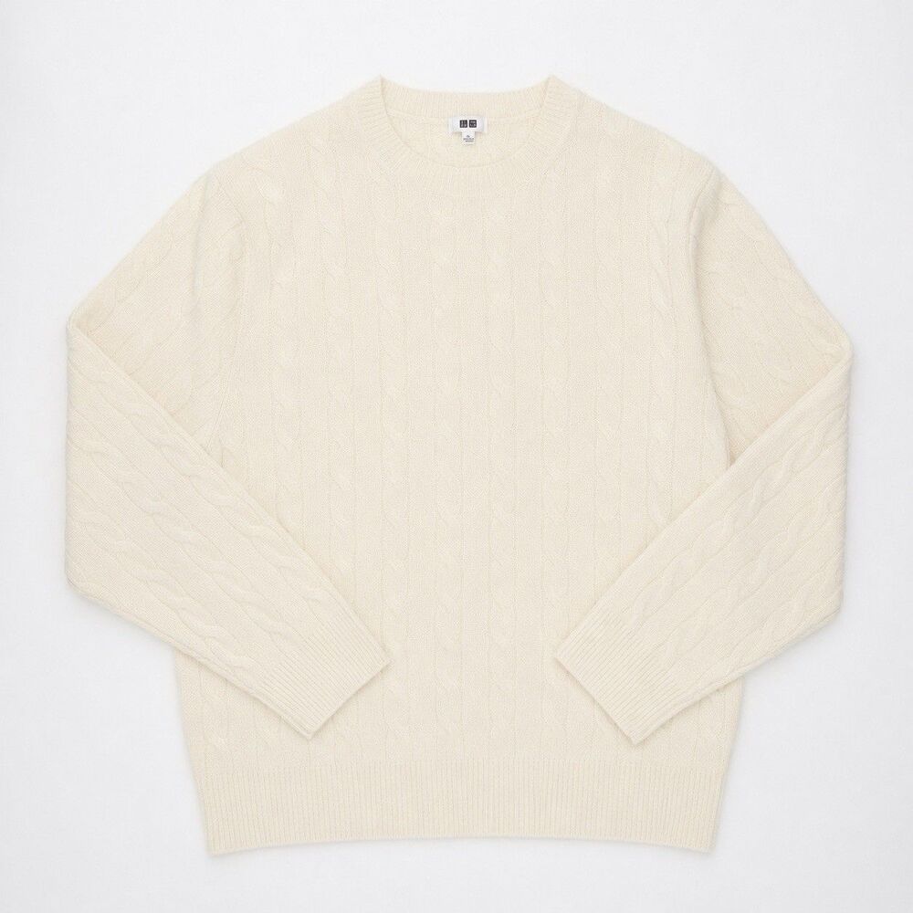 Uniqlo Wool Blend Cable Knit Sweater Beige Size M